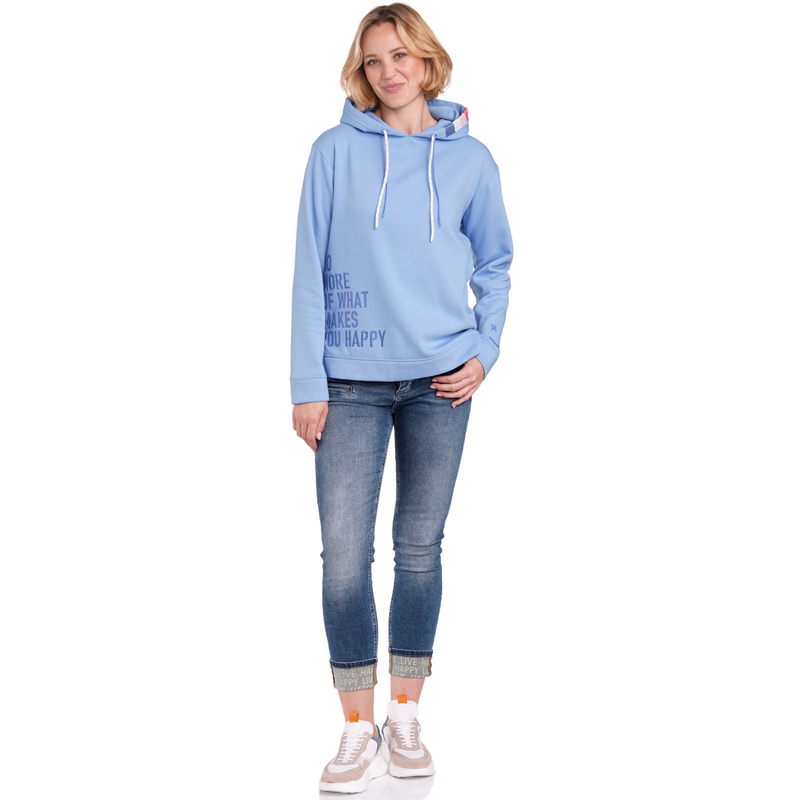 Gina Damen Hoodie mit Schriftzug hellblau