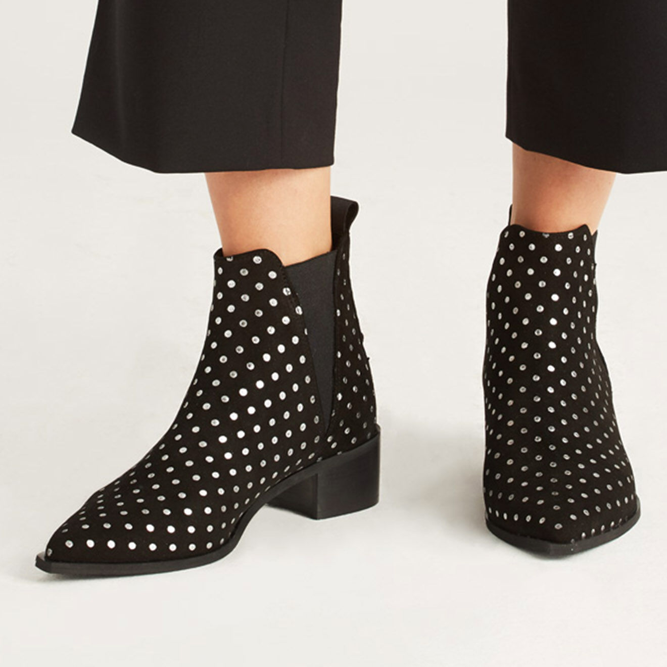 L37 Chelsea boots en Velours de Cuir Northern Star noires