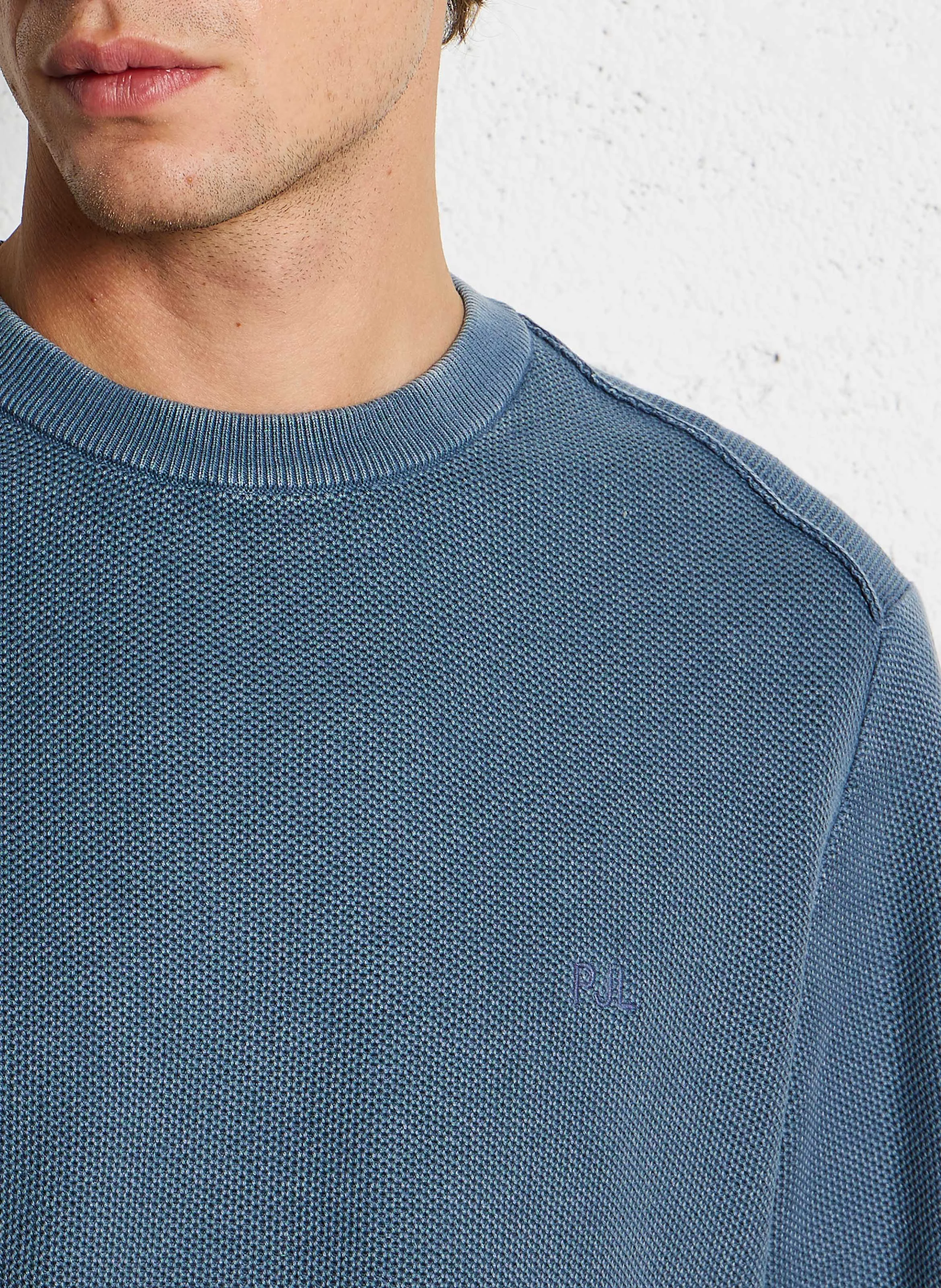 CRAIG - Pull col rond ample en coton | Bleu