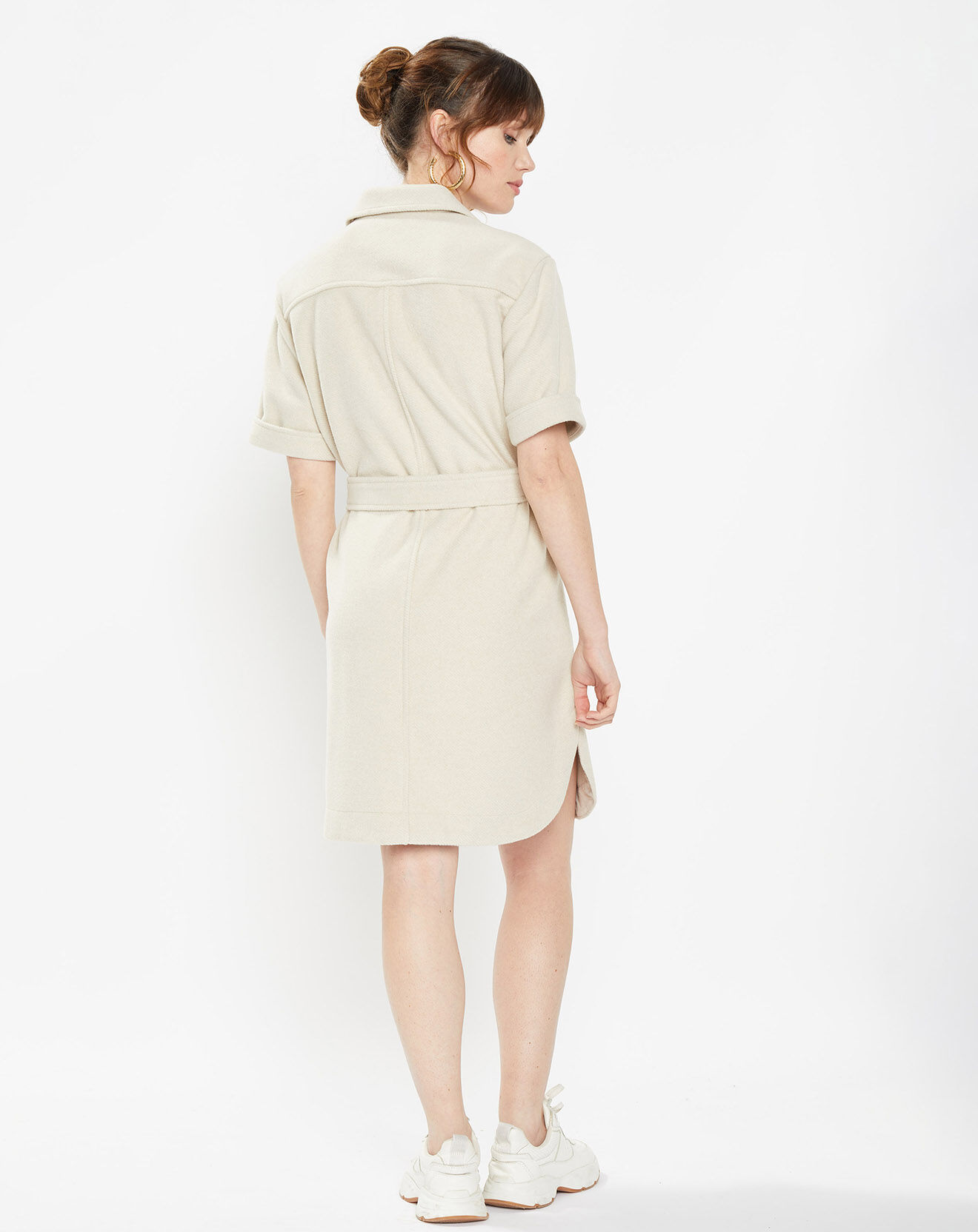 Galeries Lafayette Robe courte chemise courte Lilou écrue