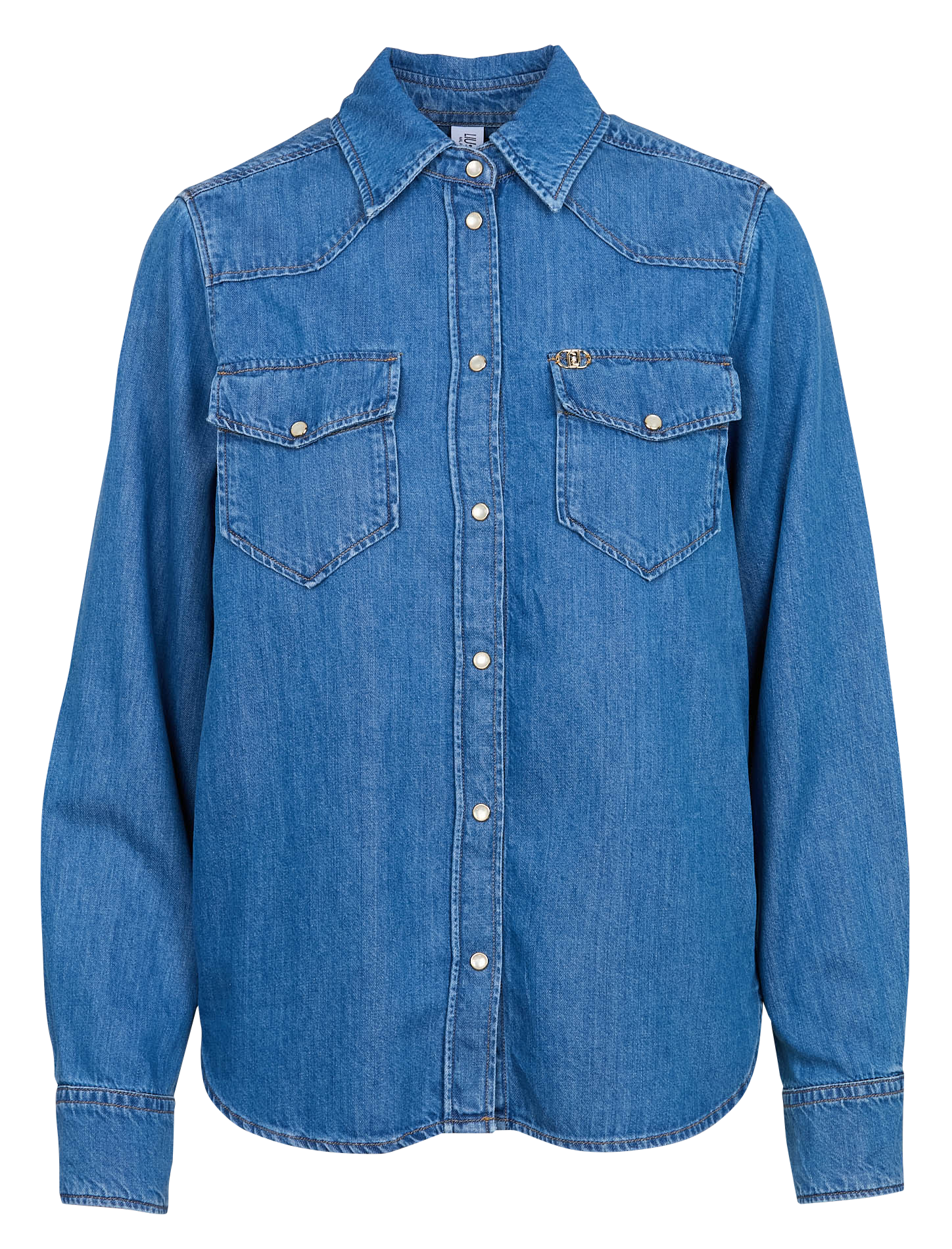 Chemise droite en coton mélangé | Bleu