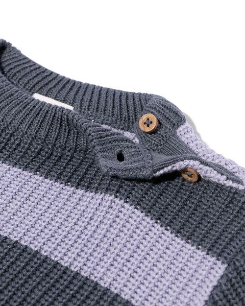 pull maillé à rayures pour bébé bleu foncé
