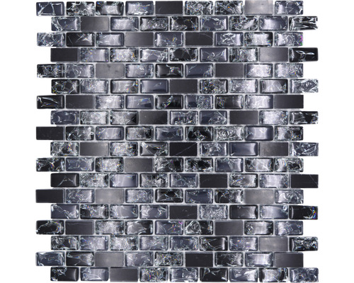 Glasmozaïek met natuursteen XIC B1128 zwart 30x28,5 cm
