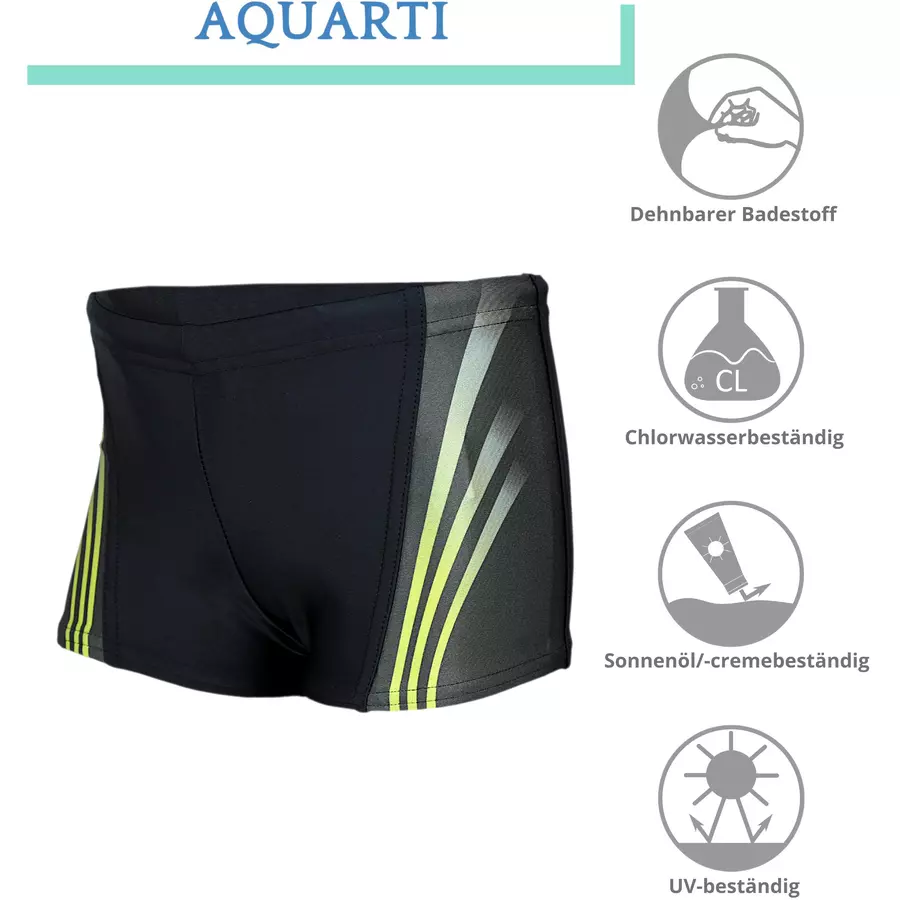 Aquarti Jungen Schwimmhose Kontrastfarbige Einsätze schwarzgrün