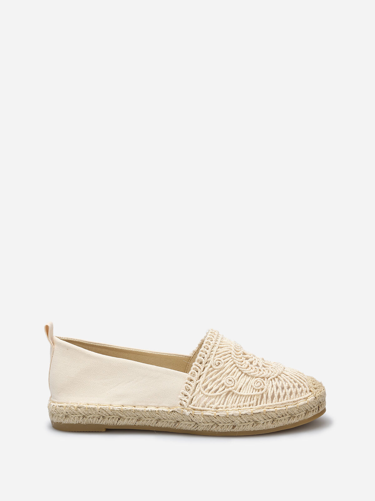 Espadrilles en tissu et crochet- Beige