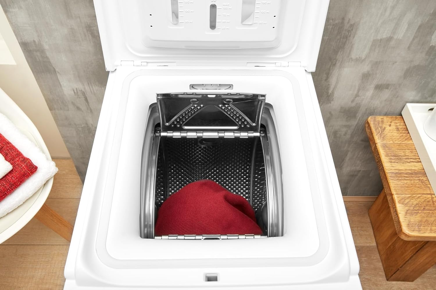 Privileg PWT C S6245E Waschmaschine Toplader/1200 UpM/6 kg/EEK C/Turn&Go Programm/Rapid Wash/Automatische Trommelpositionierung/Extra Spülen/Energy Saver/Mehrfachwasserschutz/Extra Waschen