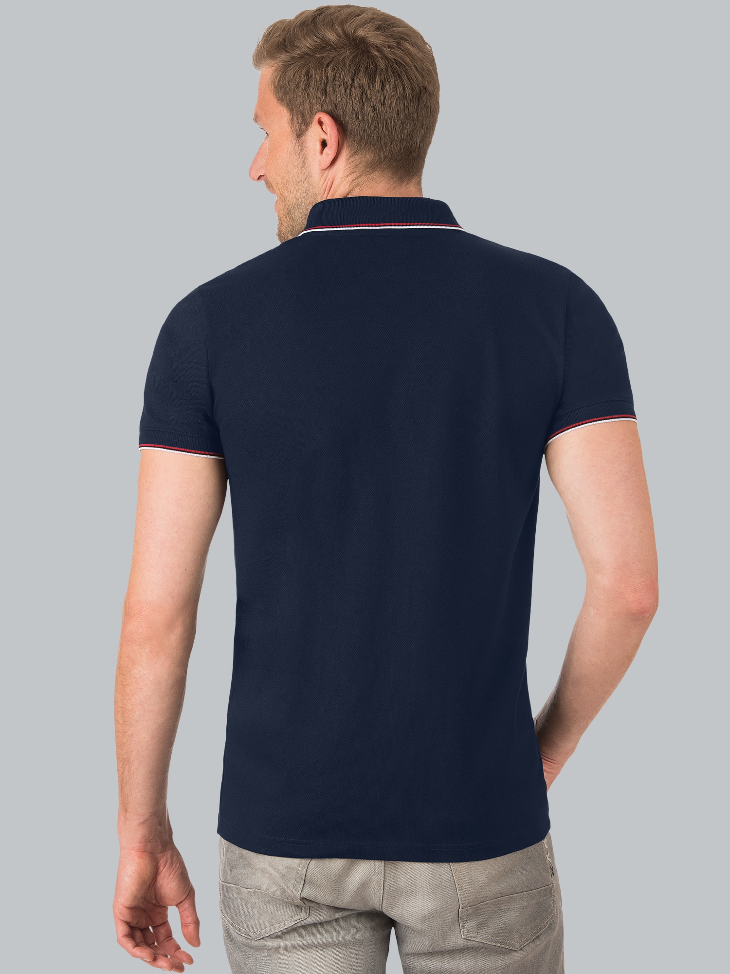 Dreifarbiges Polohemd Navy