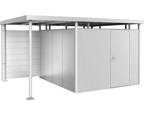 Achterwand/zijdak voor Biohort HighLine tuinhuis, maat S (2-5), 134 x 181 cm, zilver metallic