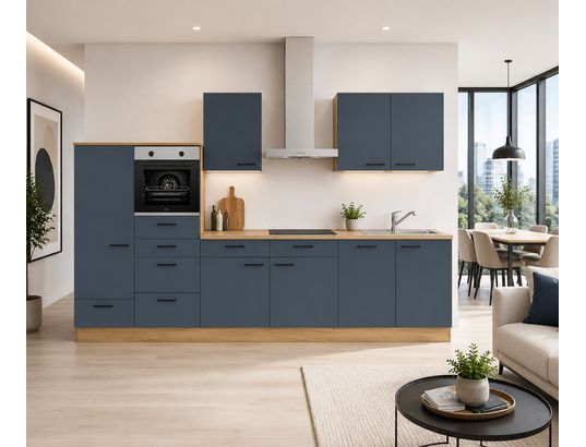 CONCEPT1 - Pack Cuisine Carena 360cm L12 Gauche Bleu fjord ultra-mat