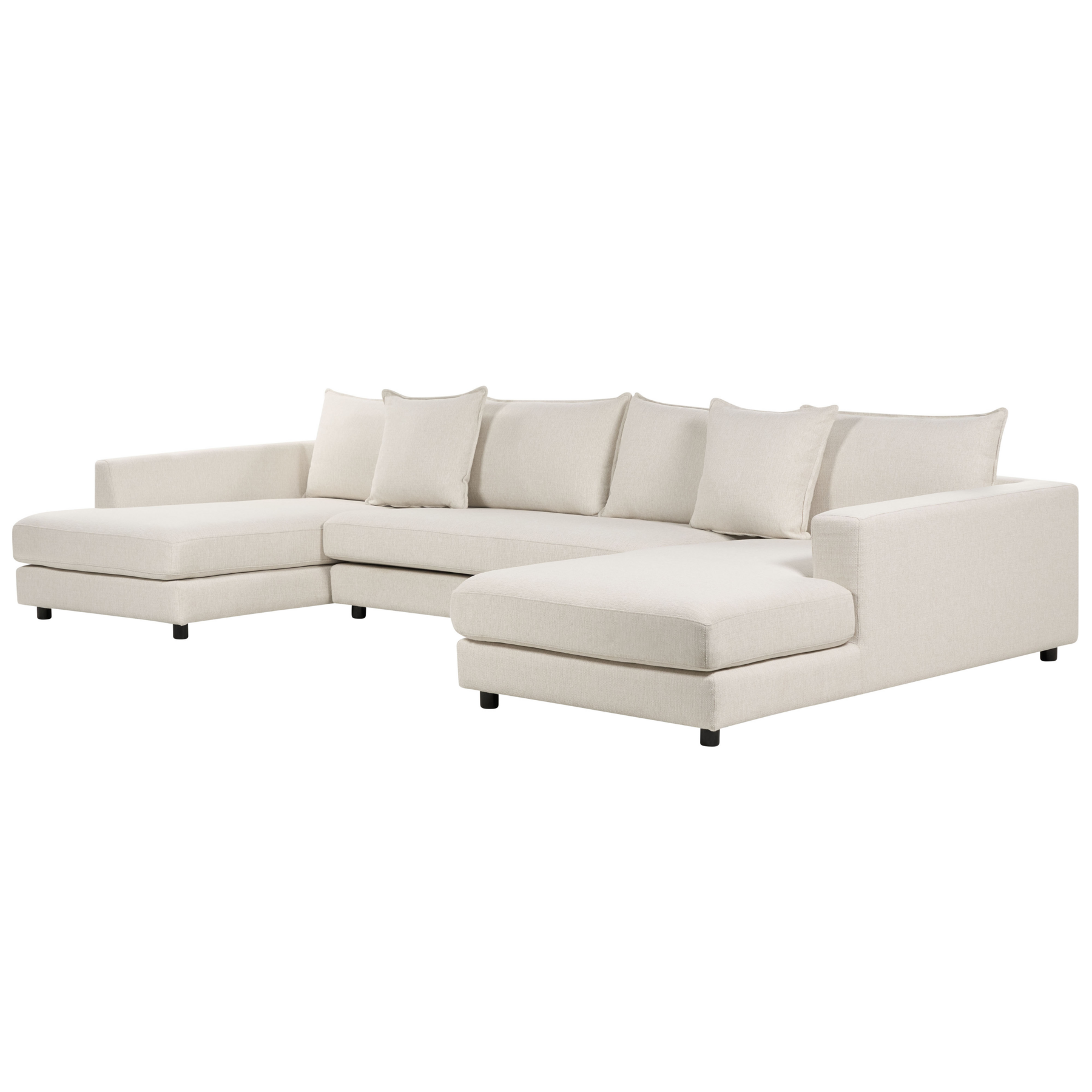 Beliani-LILVIKEN-Bank U-vormig-Lichtbeige-5 persoons-Polyester