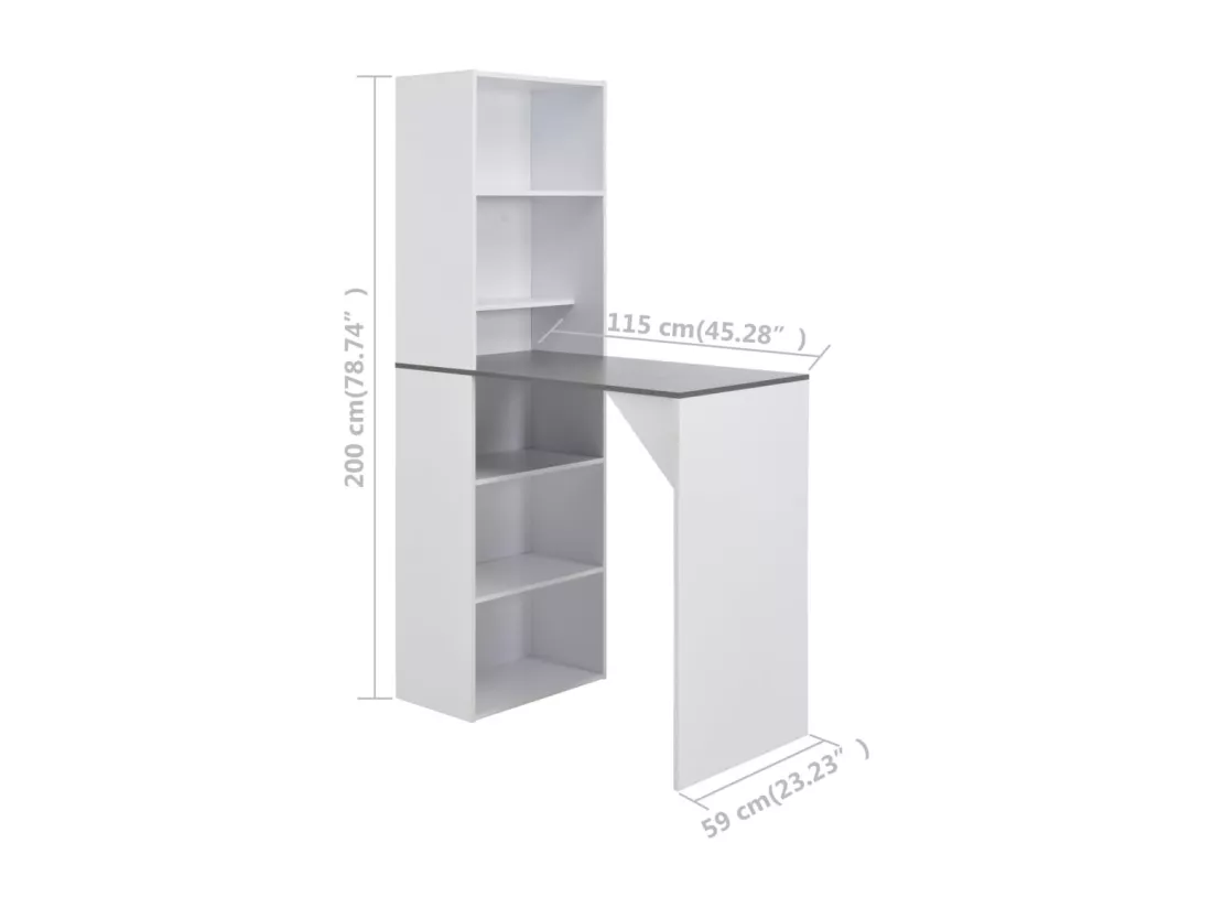 Table de bar avec armoire Blanc 115 x 59 x 200 cm