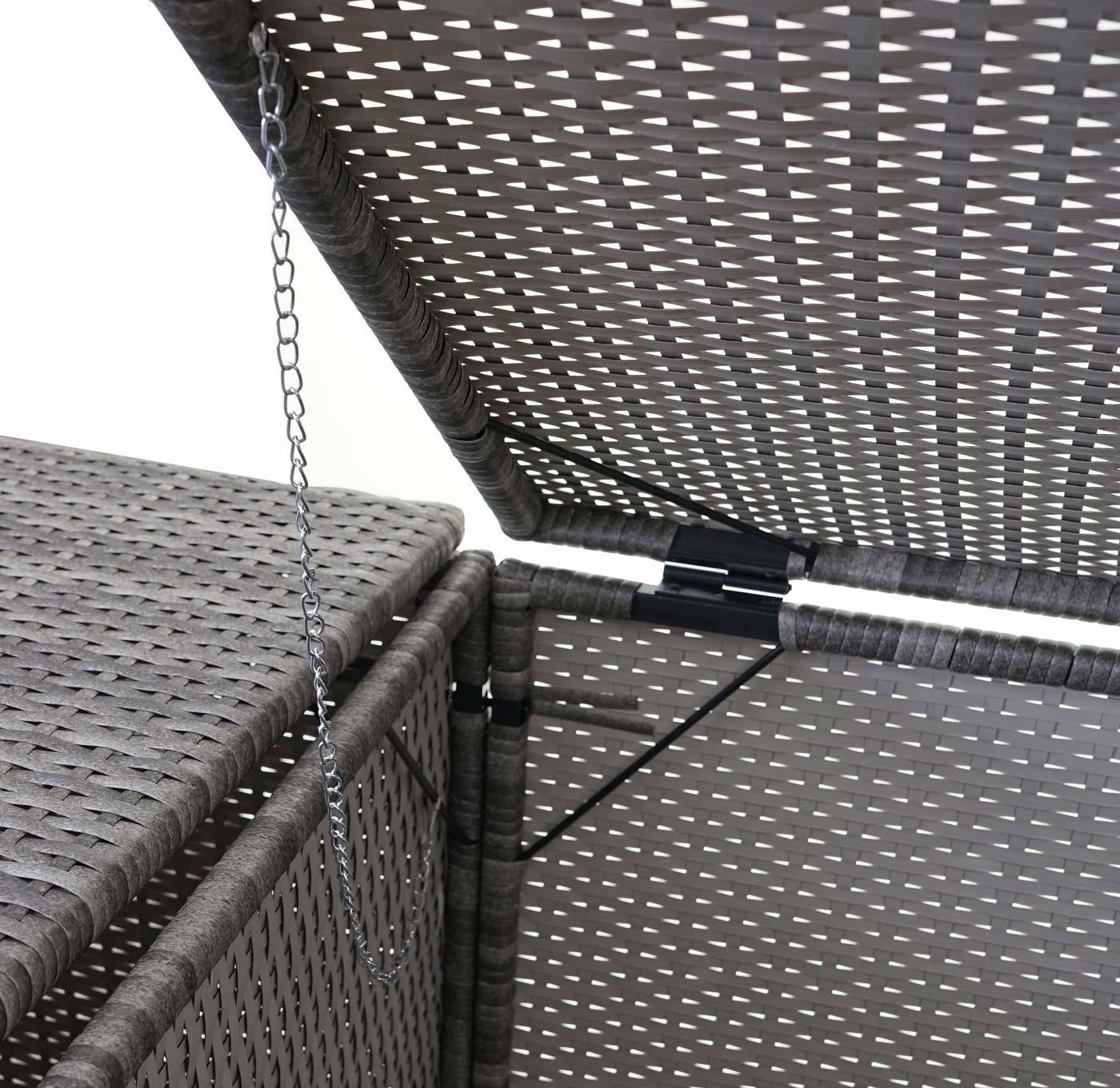2er-Mülltonnenverkleidung MCW-E25, Mülltonnenbox Mülltonnenabdeckung, Poly-Rattan 2x120l ~ grau