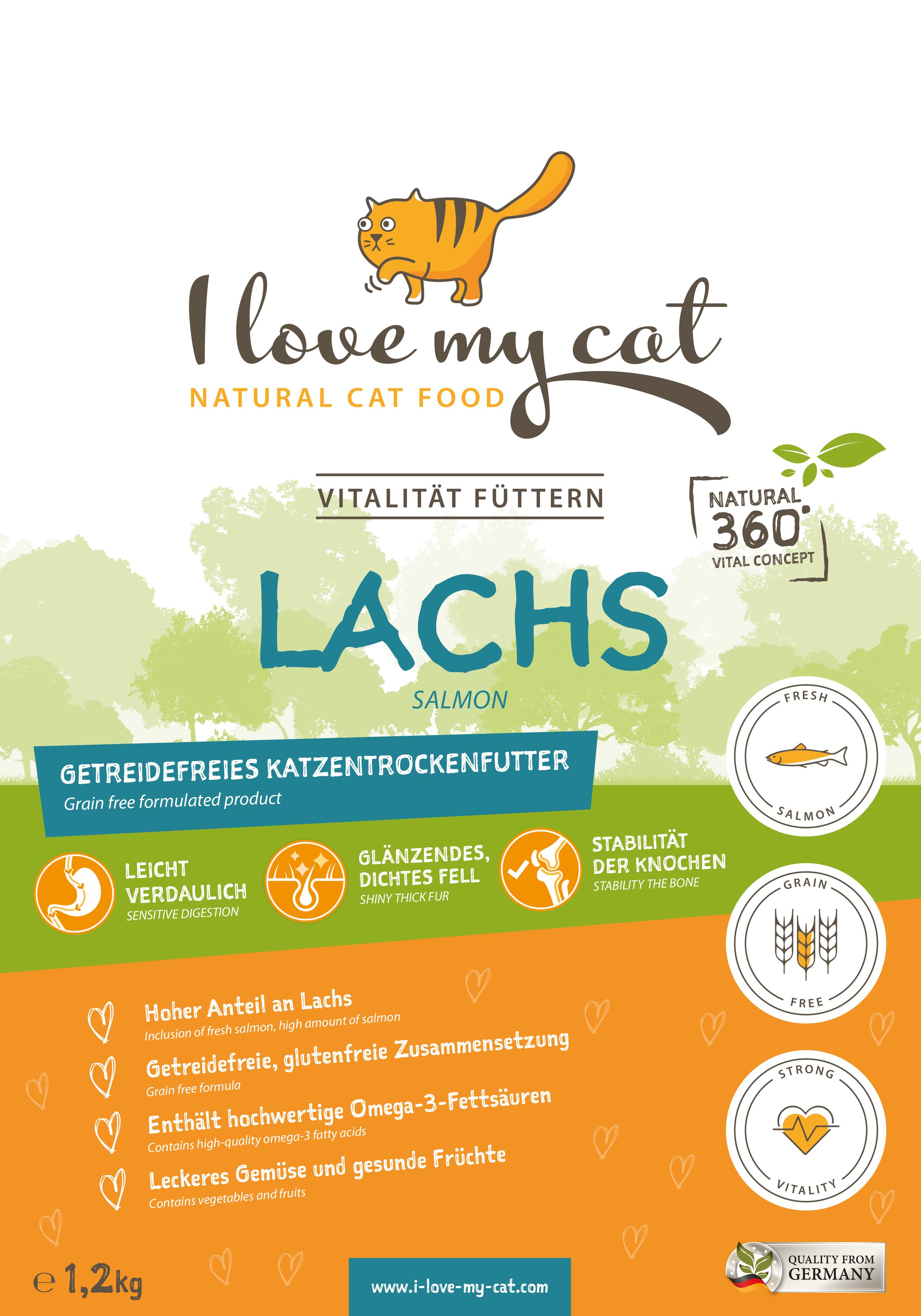 I love my cat Sparset für Russisch Blau Trocken- und Nassfutter mit Lachs und Truthahn