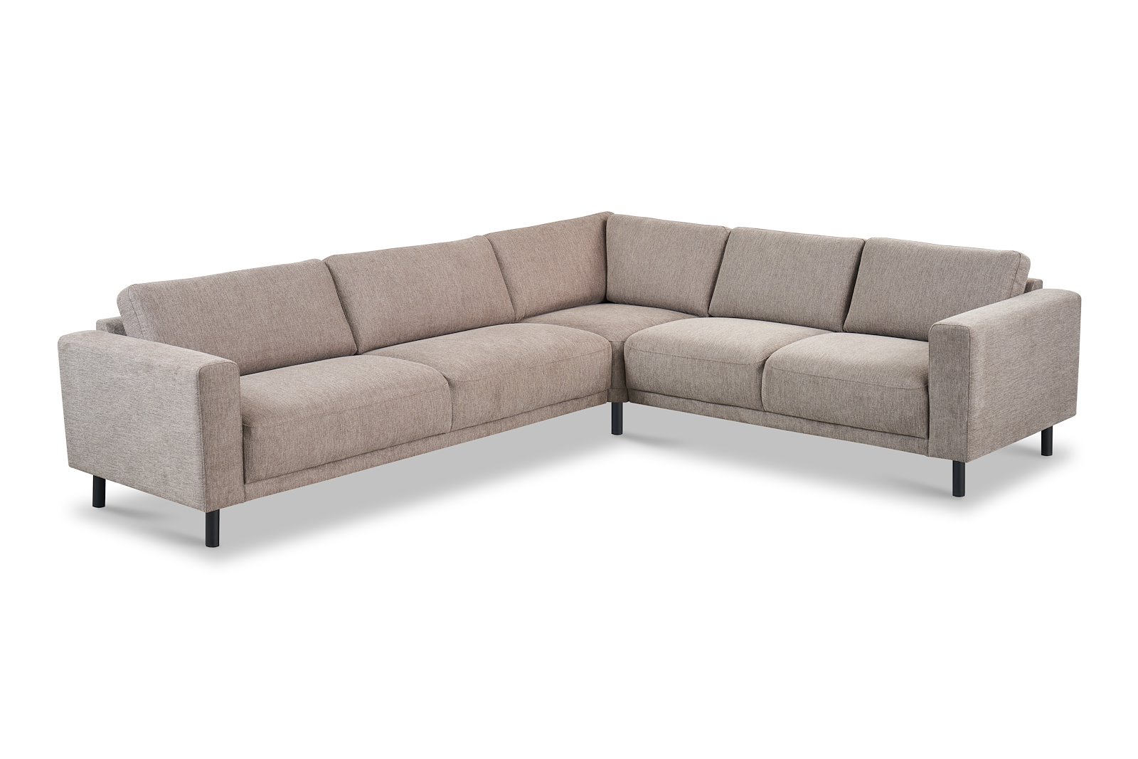 Portland hjørnesofa 32 Tekstil Brego 34 Stone med sorte ben