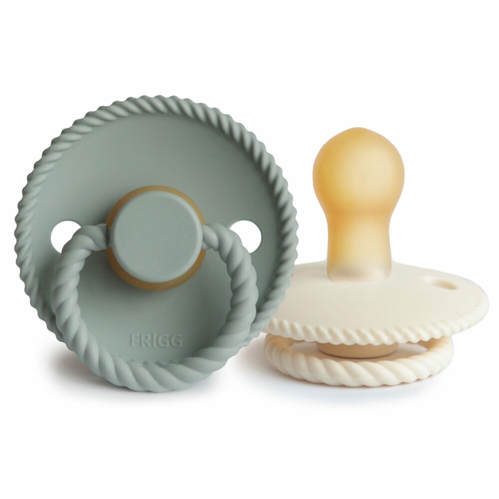 Frigg Fopspeen Rope maat 1 0-6 mnd Cream Sage2 stuks