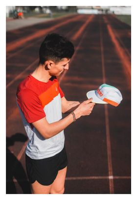 Casquette de Running Incylence Signature Blanc Bleu Fluo