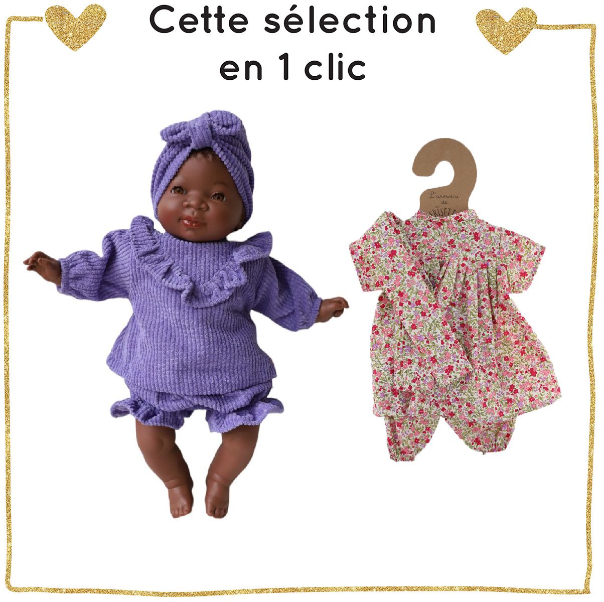 Poupée Rosie et sa tenue d'été et d'hiver