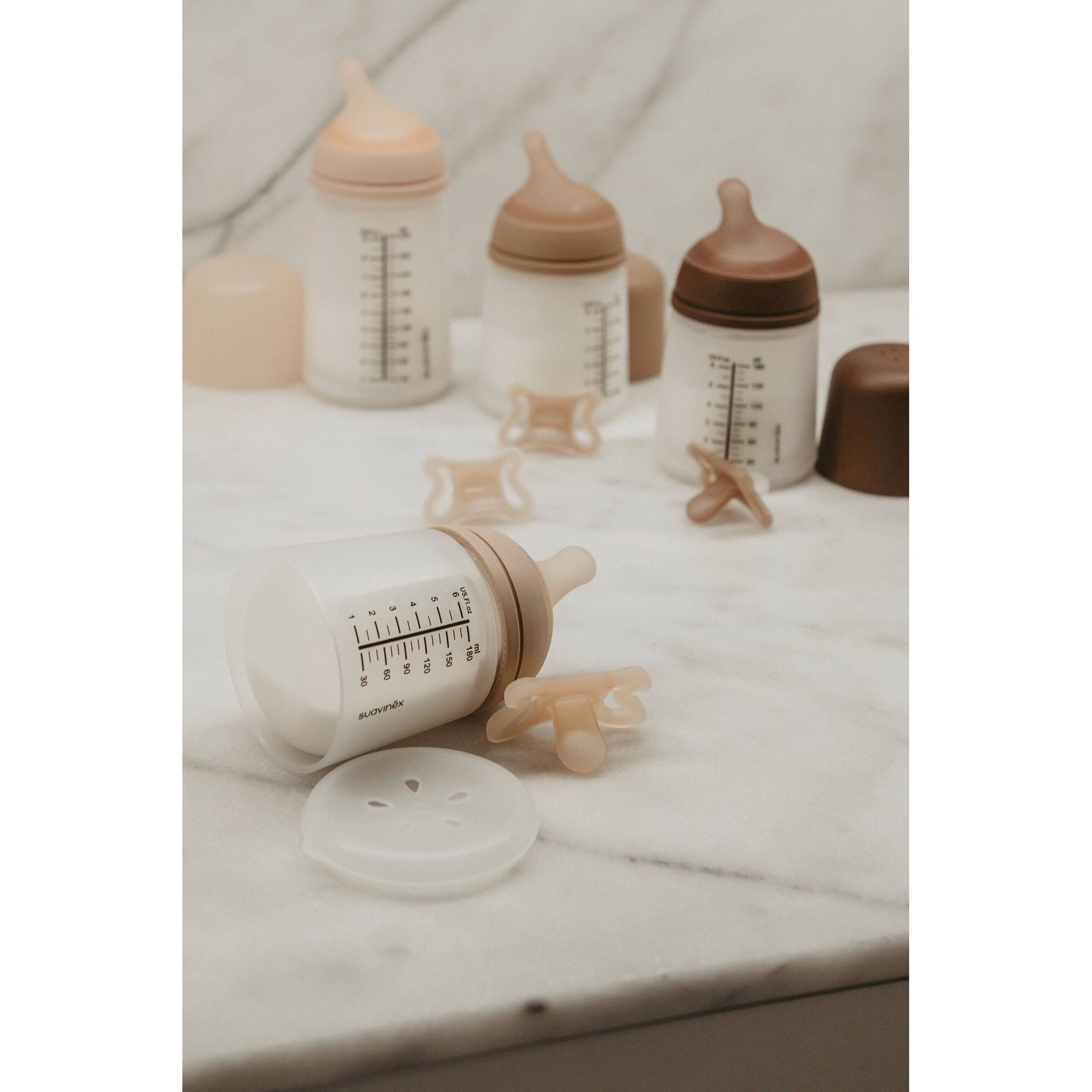 Suavinex Babyflasche Zero.Zero, Anti-Kolik, 180 ml, ab 0M beige