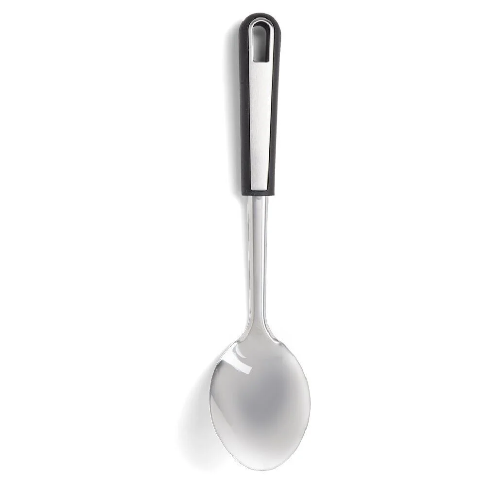 Cuillère à servir en inox avec manche en plastique noir L.33,5cm