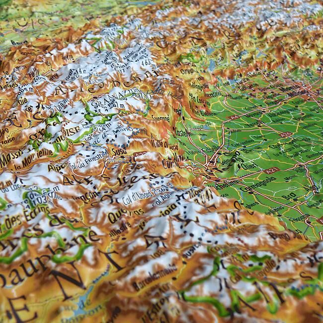 3D MAP - RELIEF L'ARC ALPIN 61X41