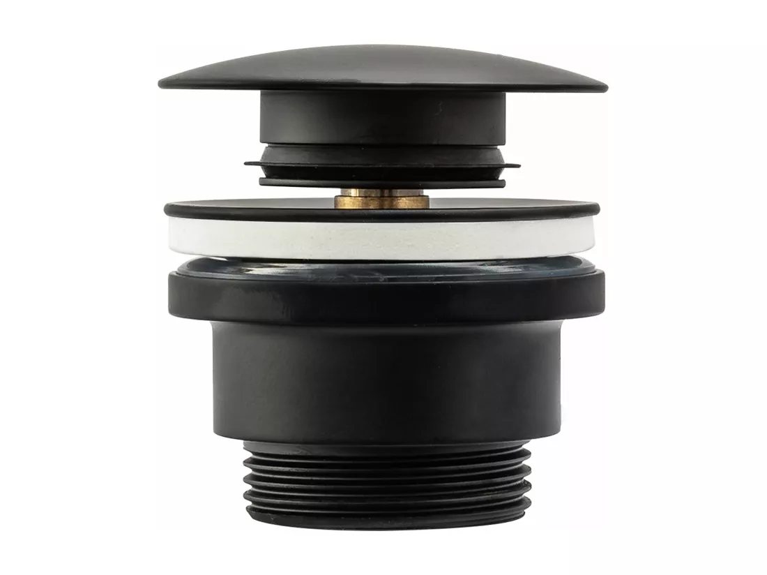 Bonde de lavabo universel clic-clac REA BLACK en liège avec revêtement noir quadruple