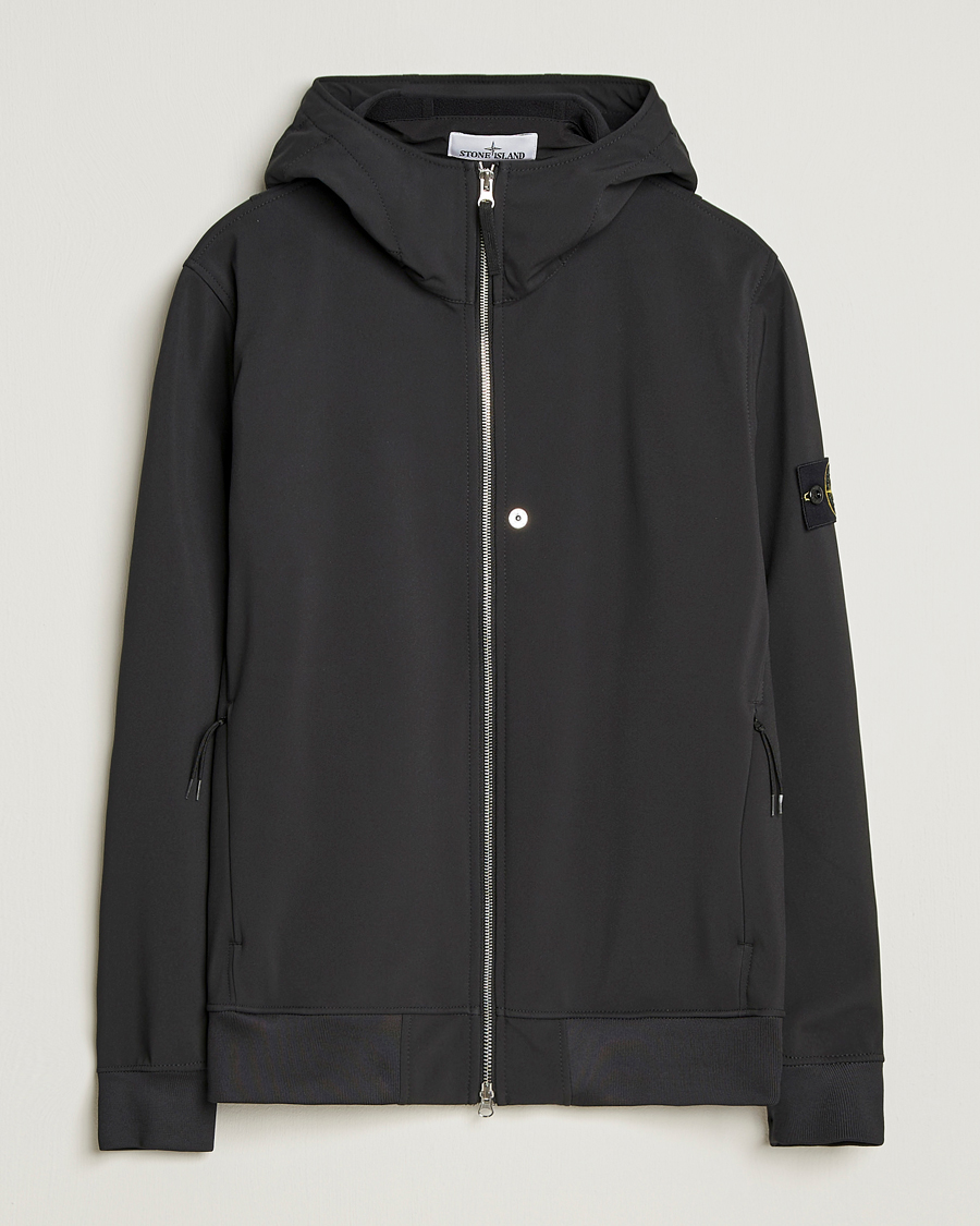 Stone Island Soft Shell Re-Dyed Lined Hood Jacket Black
