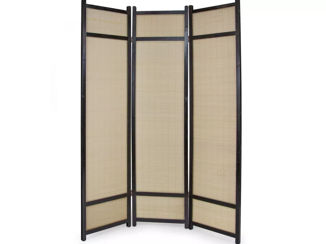 Paravent 3 panneaux pliable bois marron 132 x 2.2 x 175 cm PAR06061