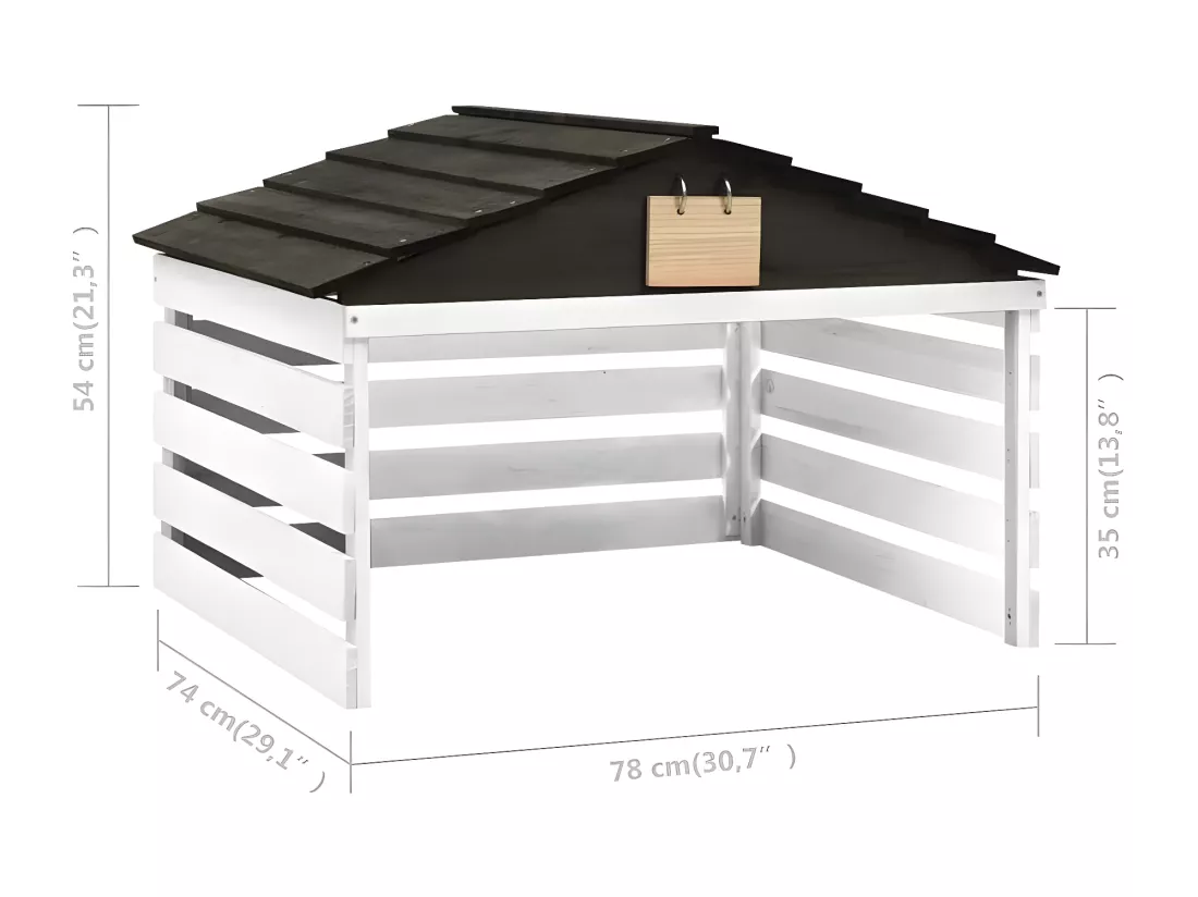Prolenta Premium - Garage de tondeuse à gazon Noir et blanc 78x74x54 cm Sapin