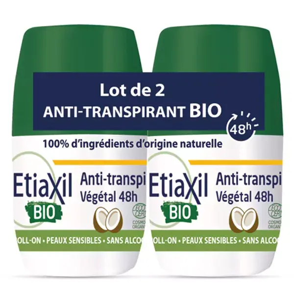 Etiaxil Déodorant Anti-Transpirant Coco Végétal 48h Bio Lot de 2 x 50ml