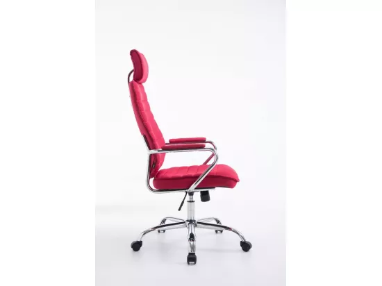 Chaise de bureau - Tissu & Métal chromé - Rouge - Rako