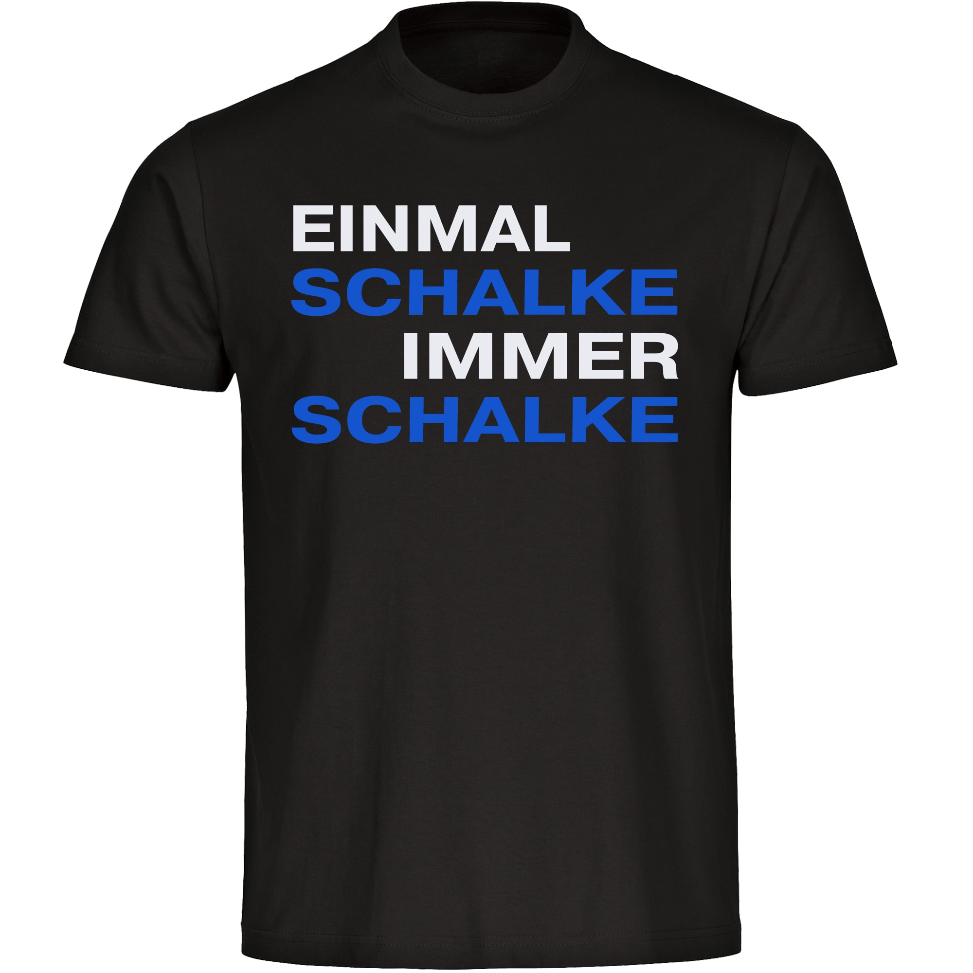 multifanshop® Herren T-Shirt - Schalke - Einmal Immer - Druck blau