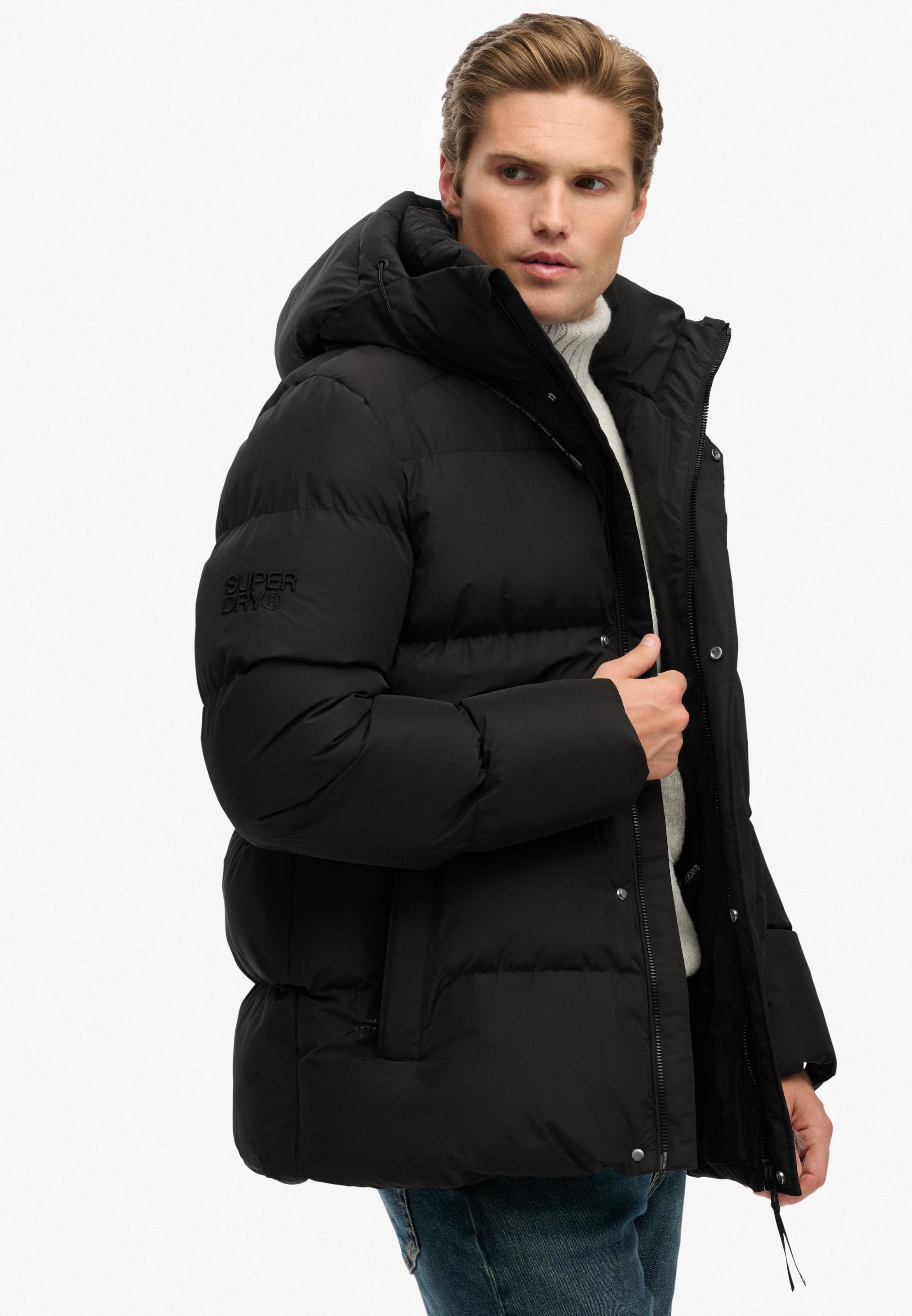 Superdry Steppjacke »HOODED 5 BAFFLE SPORTS PUFFER« mit Kapuze