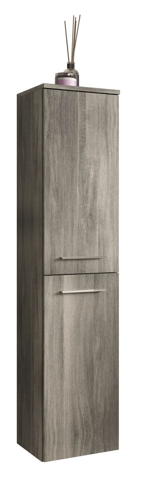 Bad Hängeschrank YORK 30 x 136 cm Rauchsilber grau