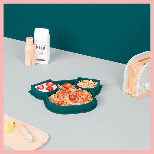 Assiette silicone compartimentée ISY PLATE chien bleu - BABYMOOV