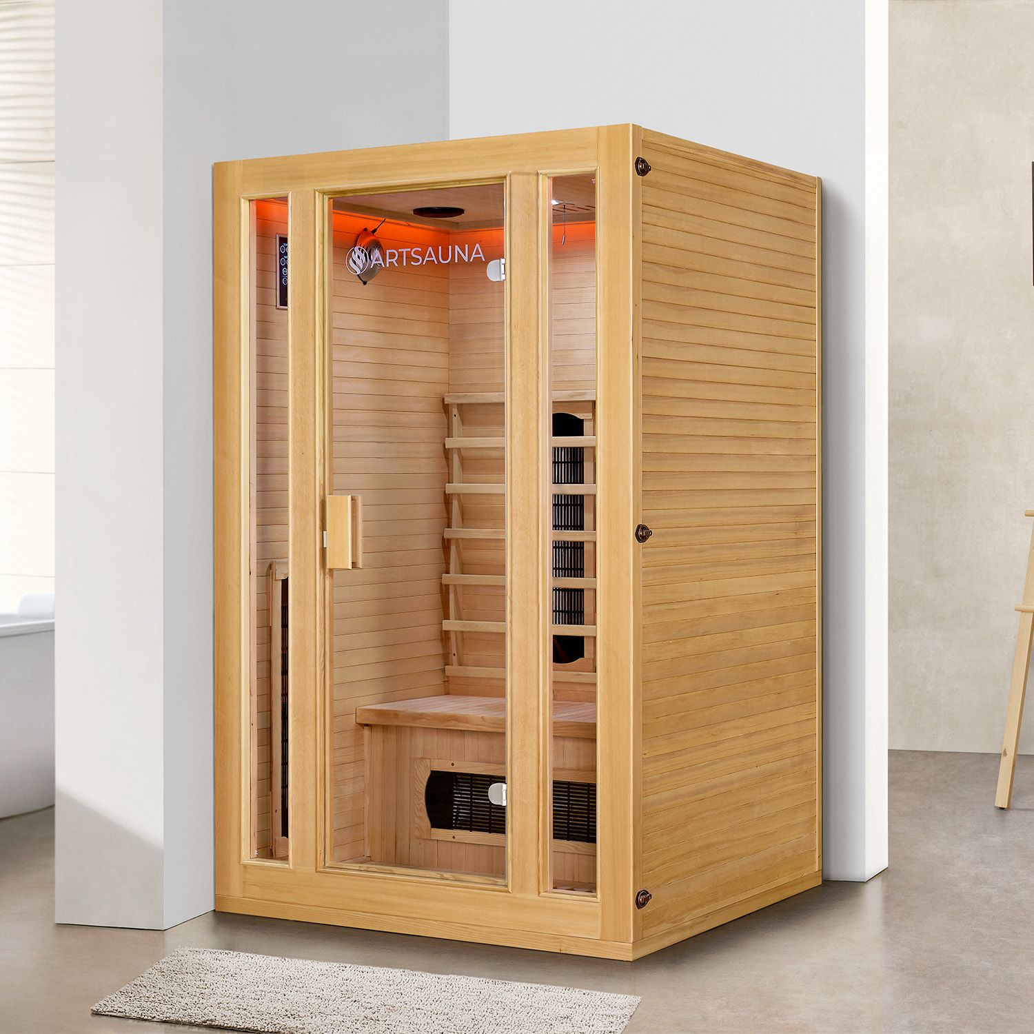 Infrarotkabine Nyborg S120K – Infrarotsauna 2 Personen –LED-Farblicht, 5 Keramik- 1 Flächenstrahler