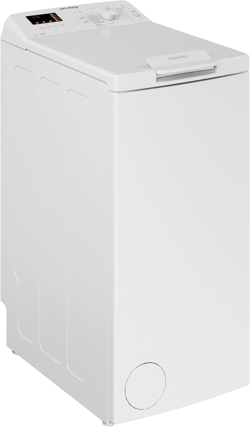 Privileg PWT Class C623 N Toplader Waschmaschine / 6 kg / 1151 UpM/Turn& Go/Rapid Wash/Push&Open/Soft-Opening/Startzeitvorwahl/Wolle-Programm/Wasserschutz/Kindersicherung, Weiß