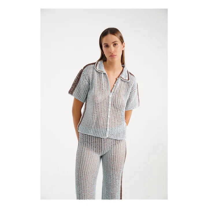 She Made Me Chemise Rahi Crochet | Bleu ciel