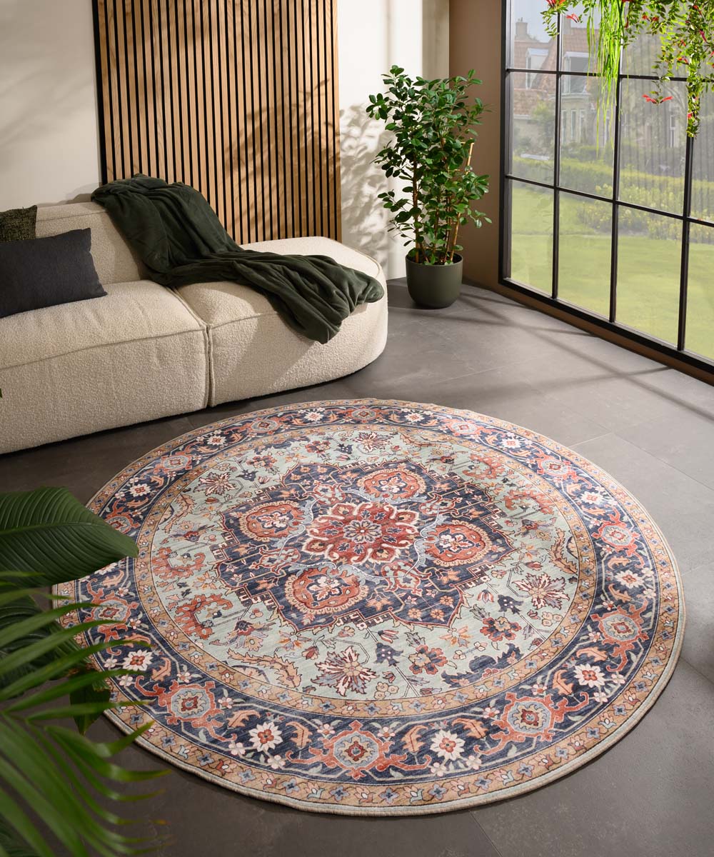Heritaged Rond Vintage buitenkleed - Valenca Fino groen|blauw - 200 cm