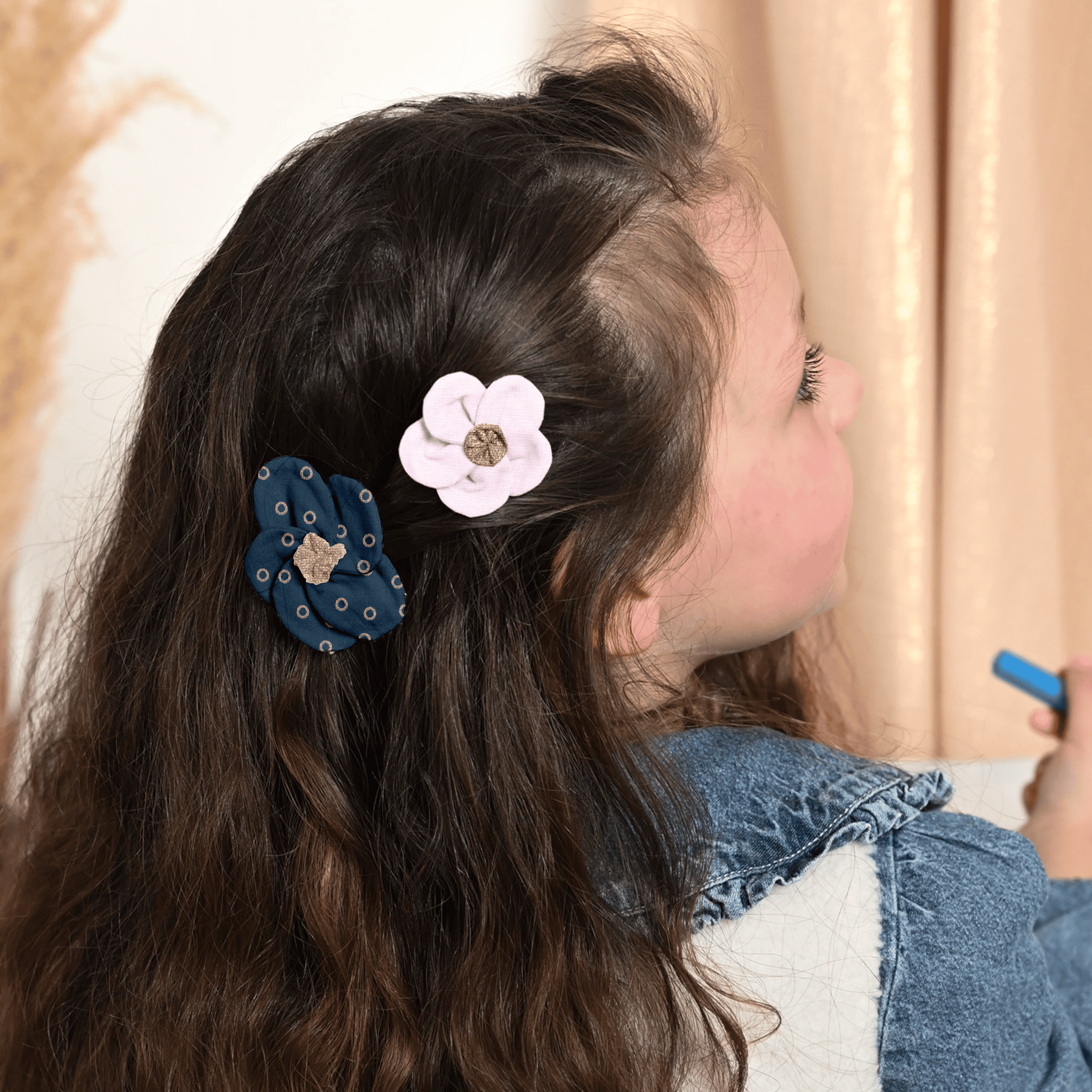 Mini Barrette Pétales De Fleur Oxford Rose