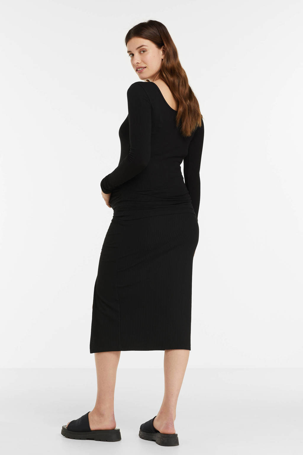 PIECES Maternity zwangerschapslongsleeve van katoen zwart