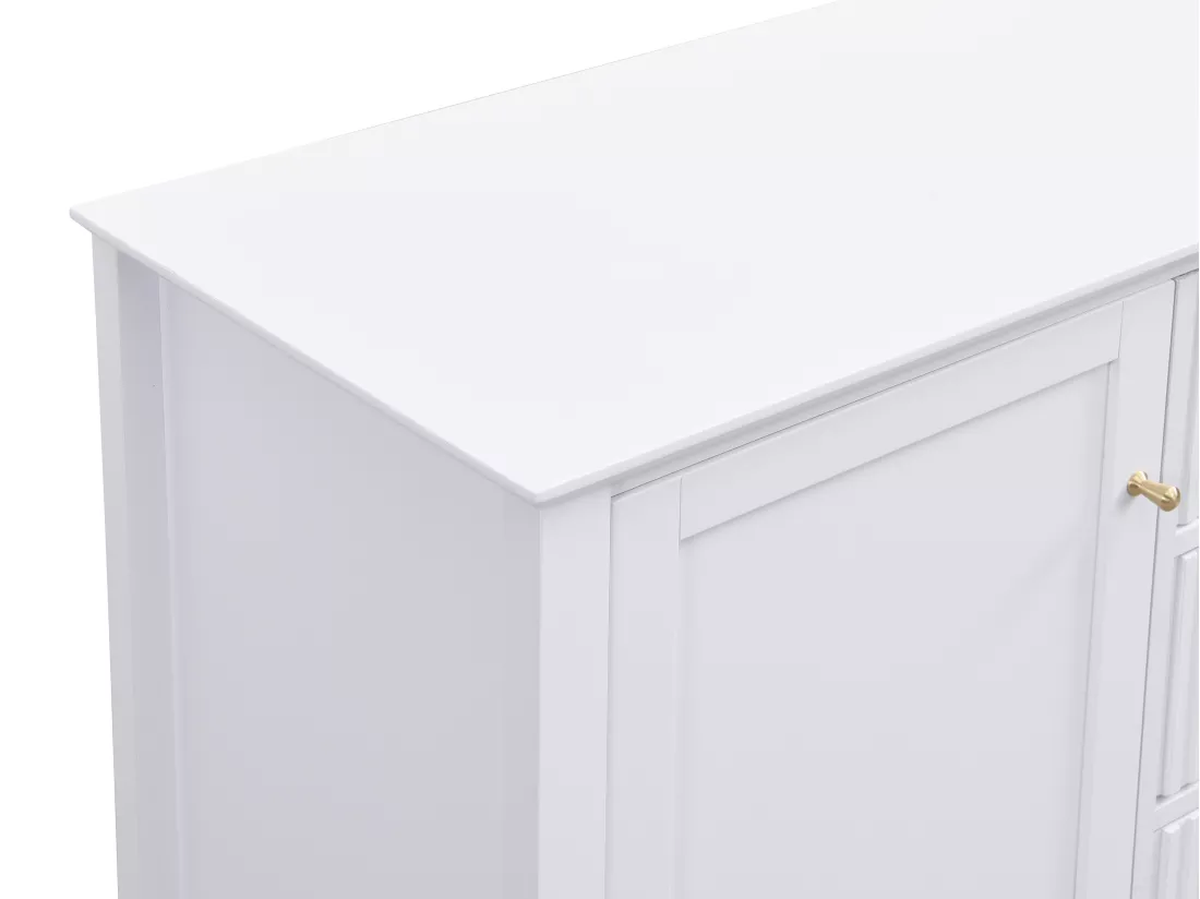 Buffet avec 2 portes et 3 tiroirs en MDF - Blanc - NARIVA