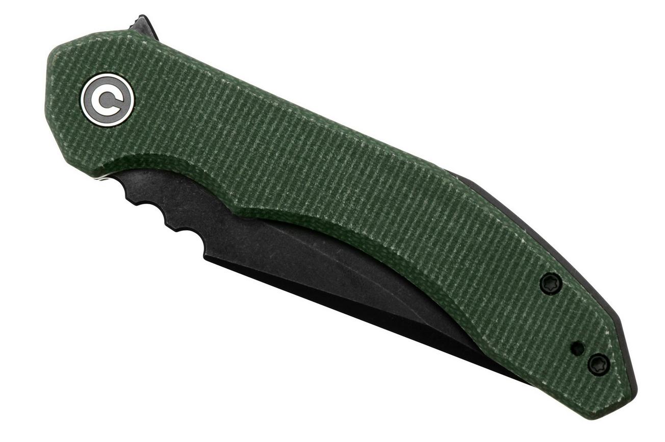 Civivi Bluetick C23050-3 Blackwashed 14C28N, Green Canvas Micarta, Nested Liner Lock, zakmes