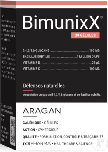 ixX Pharma BimunixX Beta Glucane Vitamine C Défenses Naturelles 30 Gélules