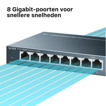 TP-Link 10/100/1000 Mbps Desktop switch met 8 aansluitingen TL-SG108