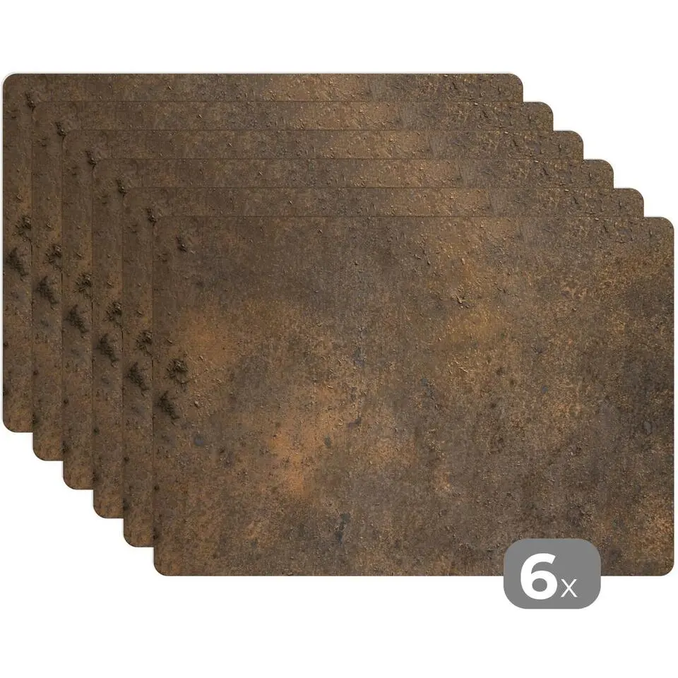MuchoWow Placemat (6stuks) 45x30cm Roest print IJzer Bruin