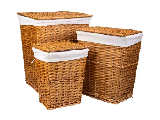 Ensemble de 3 paniers à linge en osier marron