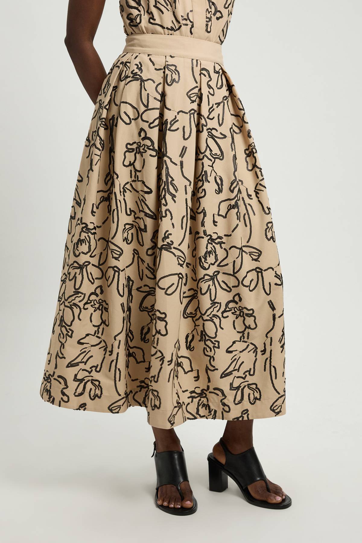 KarenMillen Jupe Midi En Lin Avec Sequins Mats
