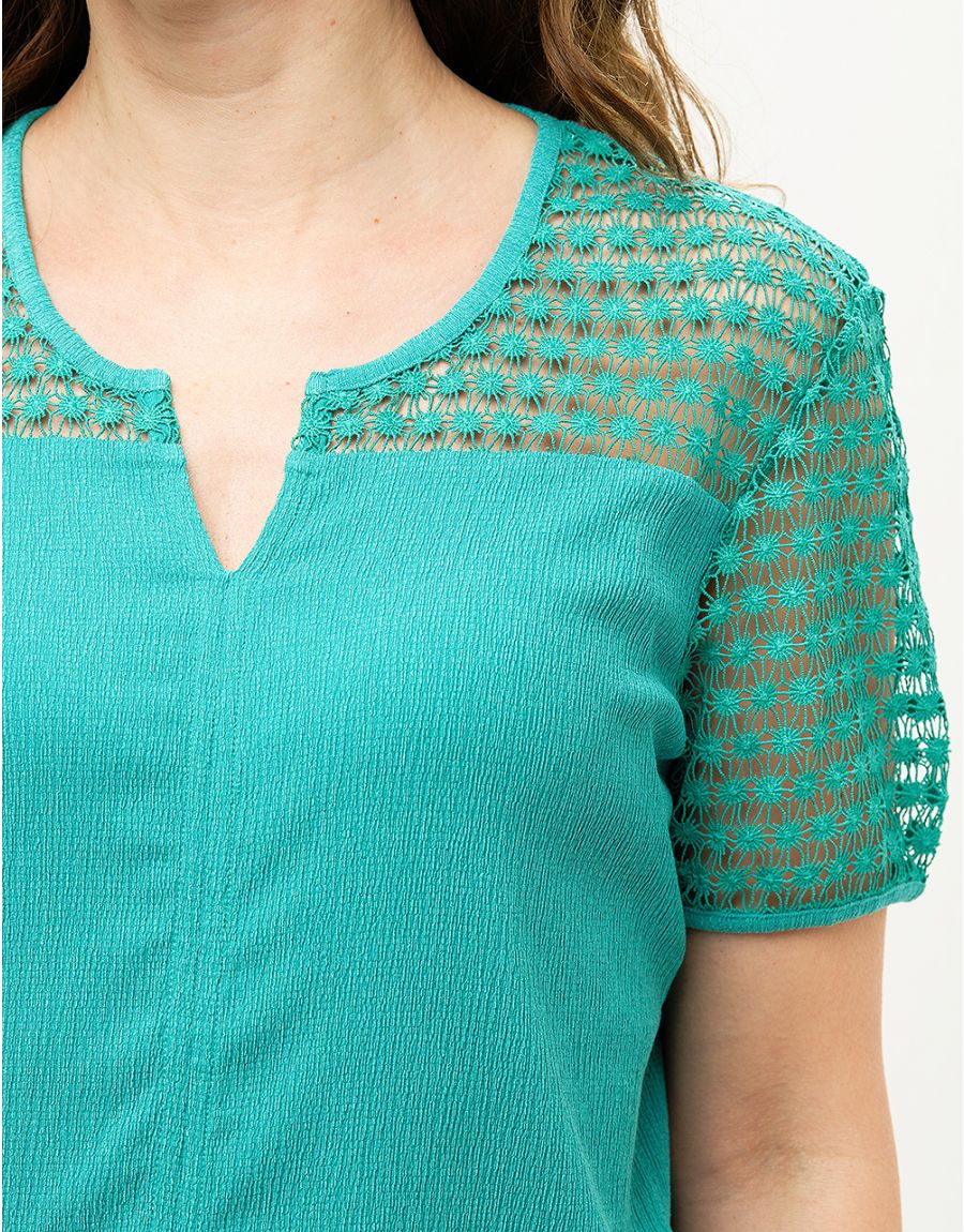 Blouse dentelle vert