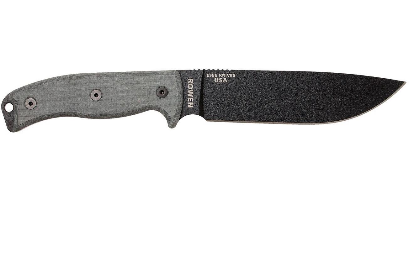 ESEE Model 6 black blade, grey handle 6P-B met zwarte schede   riemclip
