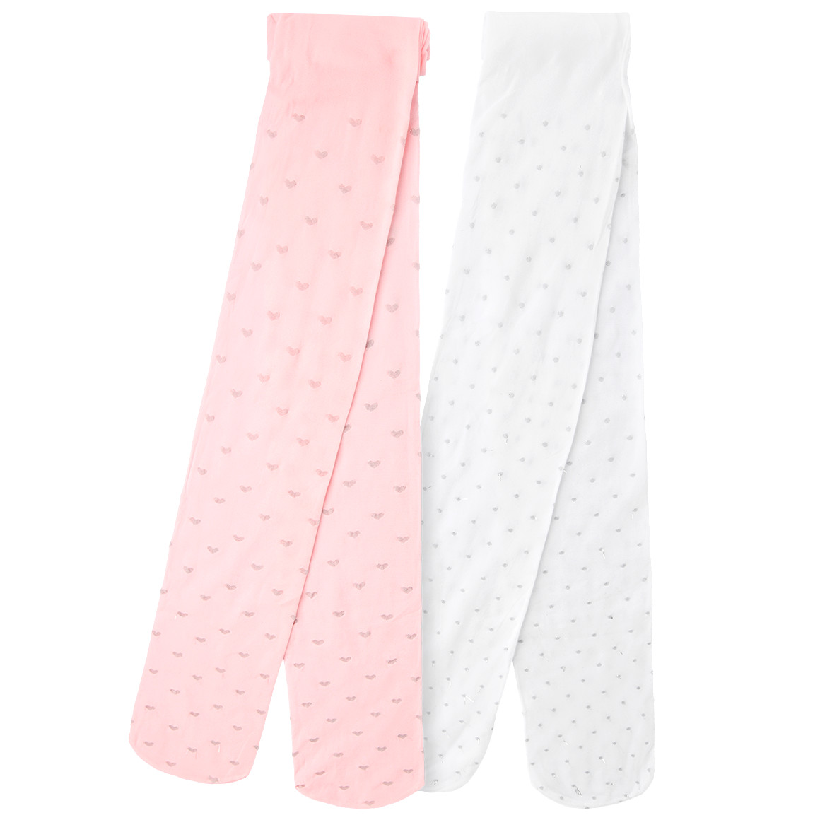 Topolino 2 Mädchen Strumpfhosen mit Glitzer weiss / rosa